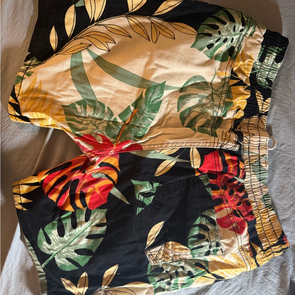 Source Unknown Multicolor Leaf Pattern Men's Shorts